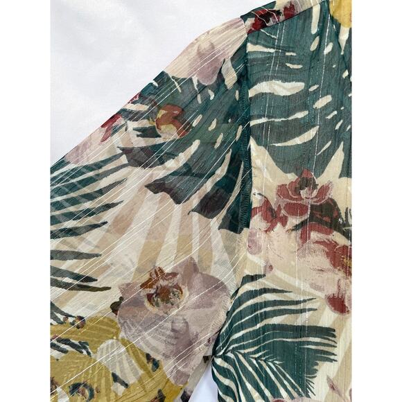 Walter Baker Mara Tropical Palm Vacation Surplice Bodysuit Shorts Set, M, 8, 10 - Picture 7 of 12
